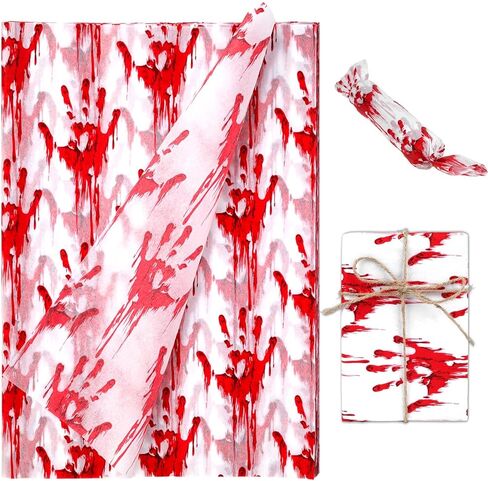 100 Sheets 20 * 14 Inches Horror Bloodstain Pattern Tissue Paper for Gift Bags, Halloween Tissue Paper for Gift Wrapping for Halloween Party DIY Craft in Saudi Arabia