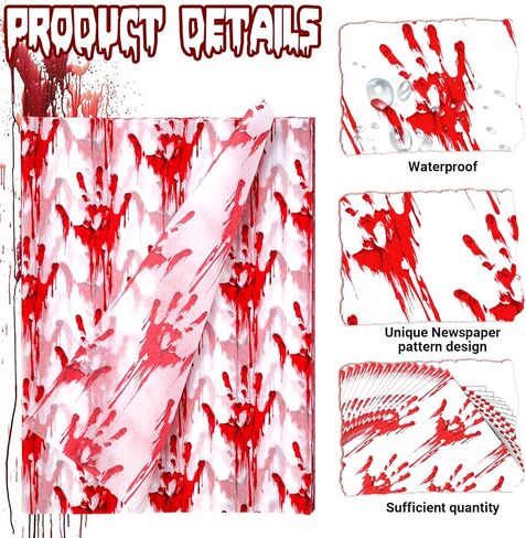 100 Sheets 20 * 14 Inches Horror Bloodstain Pattern Tissue Paper for Gift Bags, Halloween Tissue Paper for Gift Wrapping for Halloween Party DIY Craft in Saudi Arabia