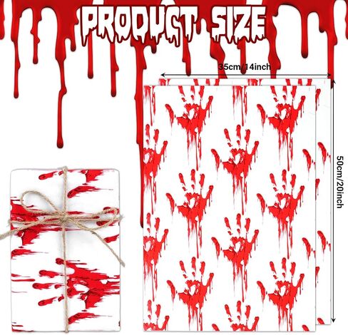 100 Sheets 20 * 14 Inches Horror Bloodstain Pattern Tissue Paper for Gift Bags, Halloween Tissue Paper for Gift Wrapping for Halloween Party DIY Craft in Saudi Arabia