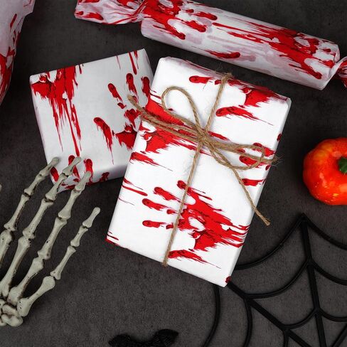 100 Sheets 20 * 14 Inches Horror Bloodstain Pattern Tissue Paper for Gift Bags, Halloween Tissue Paper for Gift Wrapping for Halloween Party DIY Craft in Saudi Arabia