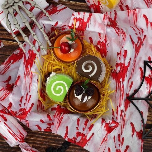 100 Sheets 20 * 14 Inches Horror Bloodstain Pattern Tissue Paper for Gift Bags, Halloween Tissue Paper for Gift Wrapping for Halloween Party DIY Craft in Saudi Arabia