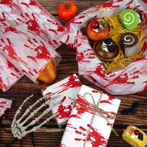 100 Sheets 20 * 14 Inches Horror Bloodstain Pattern Tissue Paper for Gift Bags, Halloween Tissue Paper for Gift Wrapping for Halloween Party DIY Craft in Saudi Arabia