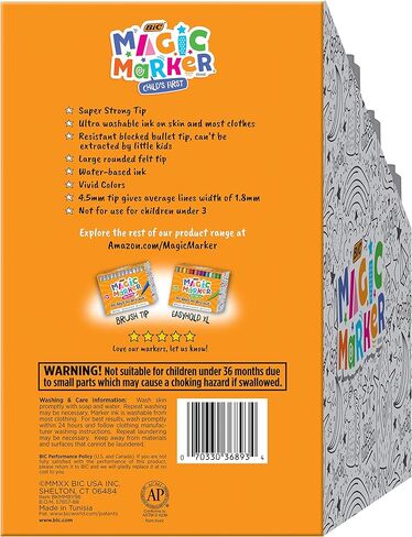 BIC Magic Marker, Flexible Brush Tip (4.5 mm), Assorted Colors, Kids Coloring, 36-Count in Kuwait