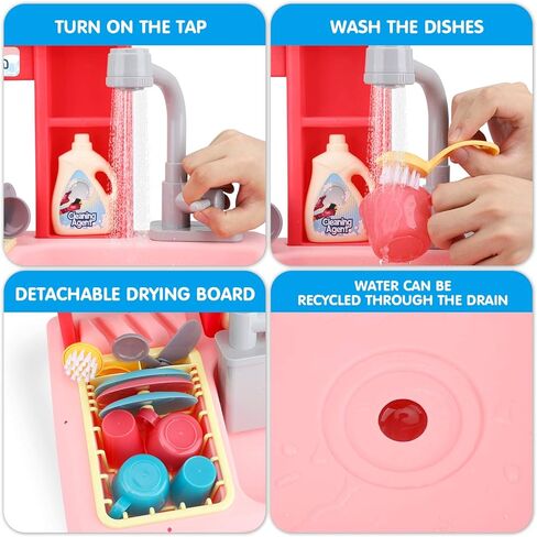 STEAM Life Blue Kids Kitchen Sink Toy, Color Changing Kids Play Sink with Running Water, Toddler Kitchen Playset, Toddler Pretend Play, Toddler Sink Toy Kitchen Accessories, Kids Dishwasher in Kuwait