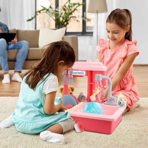 STEAM Life Blue Kids Kitchen Sink Toy, Color Changing Kids Play Sink with Running Water, Toddler Kitchen Playset, Toddler Pretend Play, Toddler Sink Toy Kitchen Accessories, Kids Dishwasher in Kuwait