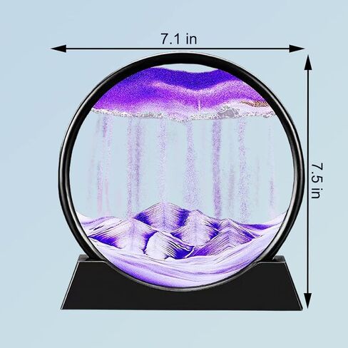 Szoranct Moving Sand Art Round Glass Flowing Sand Frame, 3D Deep Sea Moving Sandscapes and Art Liquid Motion, As Calm Down Corner Supplies for Desk Toys and Accessories for Men (7", Purple) in Kuwait