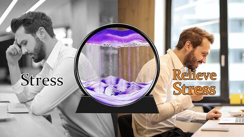 Szoranct Moving Sand Art Round Glass Flowing Sand Frame, 3D Deep Sea Moving Sandscapes and Art Liquid Motion, As Calm Down Corner Supplies for Desk Toys and Accessories for Men (7", Purple) in Kuwait