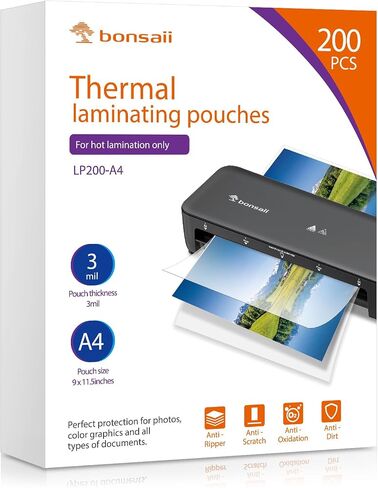 Bonsaii 3mil Thermal Laminating Sheets, 100 PCS Letter Size Clear Pouches | 9 x 11.5 inches, durable waterproof photo protection, fits all 9 and 13 inch thermal laminator machines in Saudi Arabia