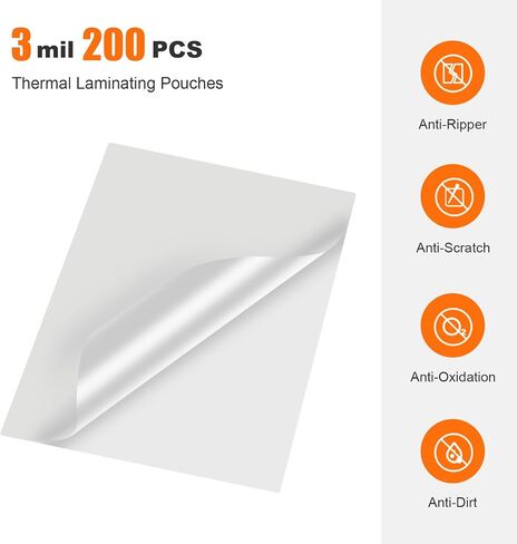 Bonsaii 3mil Thermal Laminating Sheets, 100 PCS Letter Size Clear Pouches | 9 x 11.5 inches, durable waterproof photo protection, fits all 9 and 13 inch thermal laminator machines in Saudi Arabia