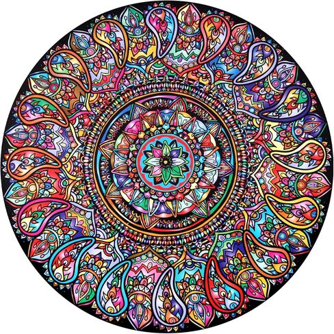 Bgraamiens Puzzle-Aztec Totem-1000 Pieces Round Puzzle Color Challenge Jigsaw Puzzles for Adults and Kids(Aztec Totem) in Kuwait