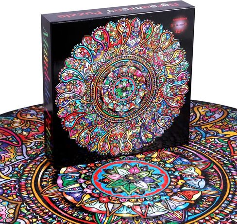Bgraamiens Puzzle-Aztec Totem-1000 Pieces Round Puzzle Color Challenge Jigsaw Puzzles for Adults and Kids(Aztec Totem) in Kuwait