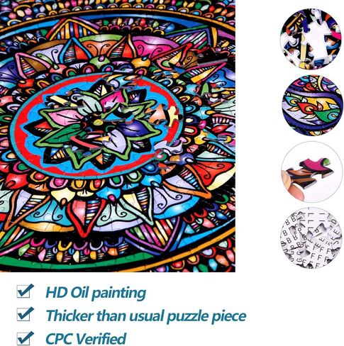 Bgraamiens Puzzle-Aztec Totem-1000 Pieces Round Puzzle Color Challenge Jigsaw Puzzles for Adults and Kids(Aztec Totem) in Kuwait