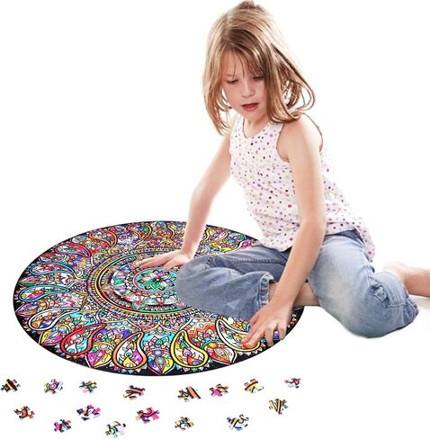 Bgraamiens Puzzle-Aztec Totem-1000 Pieces Round Puzzle Color Challenge Jigsaw Puzzles for Adults and Kids(Aztec Totem) in Kuwait