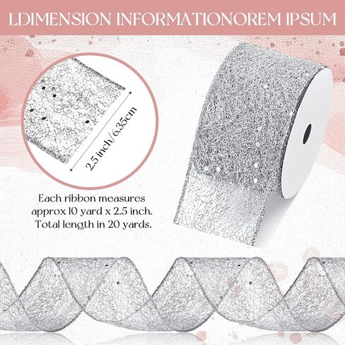 2 Rolls 20 Yards Christmas Ribbon Wired Metallic Ribbons Champagne Glitter Lace Ribbon for Xmas Crafts Valentine Floral Bow Making DIY Gift Wrapping Wedding Party Decor (Champagne,1.5 Inch) in Kuwait