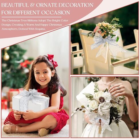 2 Rolls 20 Yards Christmas Ribbon Wired Metallic Ribbons Champagne Glitter Lace Ribbon for Xmas Crafts Valentine Floral Bow Making DIY Gift Wrapping Wedding Party Decor (Champagne,1.5 Inch) in Kuwait