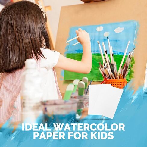 TOUNALKER 50 قطعة من ورق الألوان المائية، 5 × 7 بوصة ورق ضغط بارد أبيض 140 رطل/300 جرام في المتر المربع لوحة ورق ألوان مائية رسم فني للأطفال طلاب أكاديمية الألوان المائية بداية الرسم in Kuwait