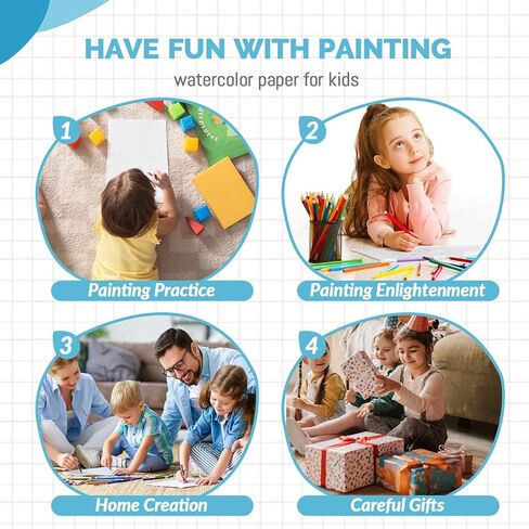 TOUNALKER 50 قطعة من ورق الألوان المائية، 5 × 7 بوصة ورق ضغط بارد أبيض 140 رطل/300 جرام في المتر المربع لوحة ورق ألوان مائية رسم فني للأطفال طلاب أكاديمية الألوان المائية بداية الرسم in Kuwait