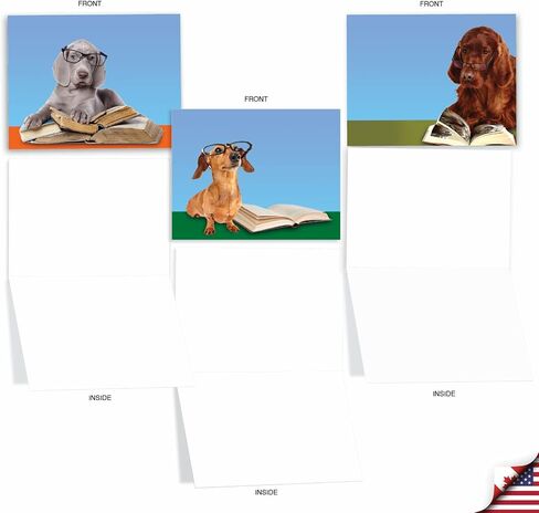 The Best Card Company - 10 بطاقات تهنئة فارغة للكلاب لجميع المناسبات (4 × 5.12 بوصة) - Puppy Love M6546OCB in Kuwait