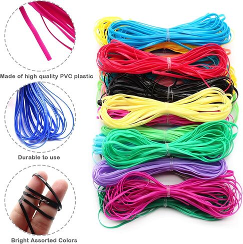 Cinvo 22 Colors Glitter Lanyard String Gimp Plastic Lacing Cord Strings with Snap Clip Hooks and Keyrings for Bracelets Scoubidou DIY Craft Jewelry Making in Kuwait