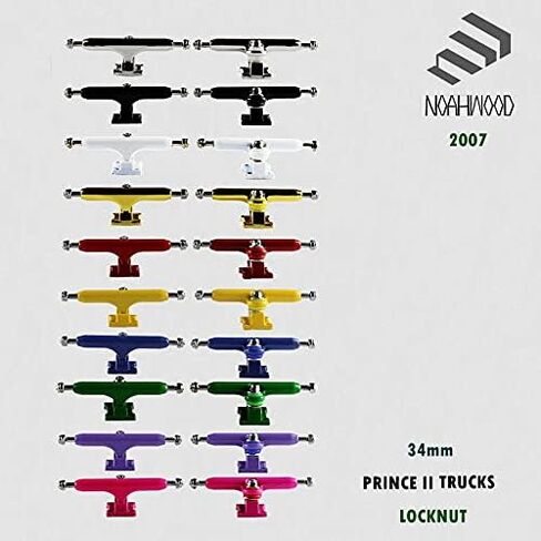 أجزاء أصابع NOAHWOOD PRO Classic White Wheels (شعار أحمر -4 محمل 4 قطع / مجموعة) + شاحنات الأمير 2 الاحترافية (34 مم) + صواميل إقفال ذاتي (أرجواني) in Kuwait