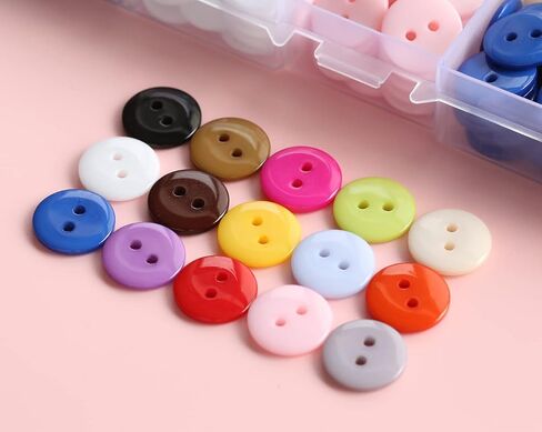 345pcs 5/8 Inch(15mm) Multi Colors Buttons 2 Holes Resin Button Assorted 15 Colors for Sewing and DIY Crafts with Plastic Box (Each Color 23 pcs) in Saudi Arabia