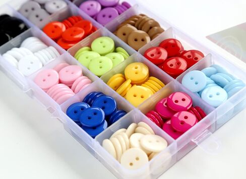 345pcs 5/8 Inch(15mm) Multi Colors Buttons 2 Holes Resin Button Assorted 15 Colors for Sewing and DIY Crafts with Plastic Box (Each Color 23 pcs) in Saudi Arabia