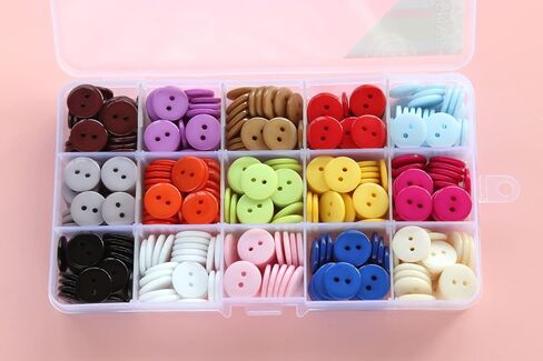 345pcs 5/8 Inch(15mm) Multi Colors Buttons 2 Holes Resin Button Assorted 15 Colors for Sewing and DIY Crafts with Plastic Box (Each Color 23 pcs) in Saudi Arabia