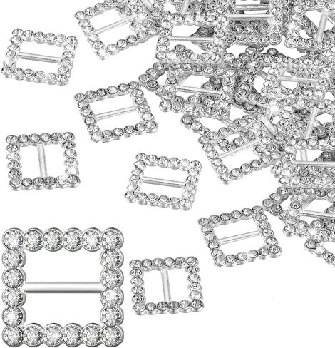 150 Pcs Christmas Rhinestone Ribbon Buckle Slider 15 mm Square Silver Buckle Santa Invitation Buckles Mini Chair Buckle Sash Pin for Christmas Embellishments Bow DIY Wedding Party Craft Gift Wrap in Saudi Arabia
