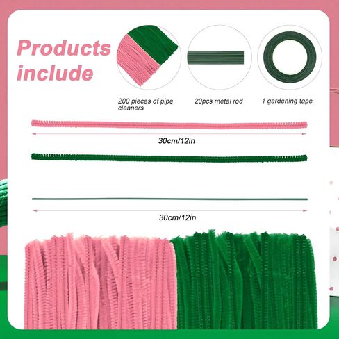 TOYMIS 200pcs Pipe Cleaners Craft Supplies, Chenille Stems Flower Craft Kit Beautiful Cleaners Craft Flower Making DIY Tulip Bouquet Making for Art Classroom Mother's Day(orange) in Saudi Arabia