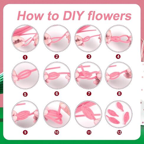 TOYMIS 200pcs Pipe Cleaners Craft Supplies, Chenille Stems Flower Craft Kit Beautiful Cleaners Craft Flower Making DIY Tulip Bouquet Making for Art Classroom Mother's Day(orange) in Saudi Arabia