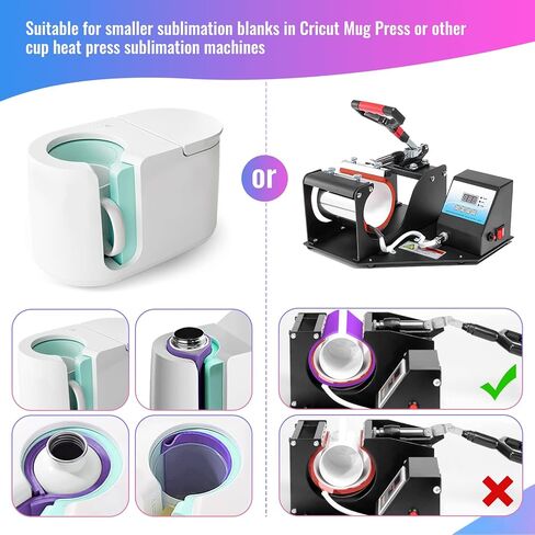 كي يو تي لفافة اكواب التسامي لضغط اكواب كريكوت، 3 اسمك من السيليكون، ملحقات مناسبة وكوب ضغط فارغ، اكواب رفيعة (9.8 × 4.7 انش) in Kuwait