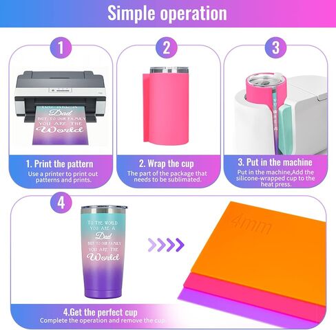 كي يو تي لفافة اكواب التسامي لضغط اكواب كريكوت، 3 اسمك من السيليكون، ملحقات مناسبة وكوب ضغط فارغ، اكواب رفيعة (9.8 × 4.7 انش) in Kuwait