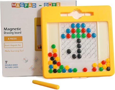 Magnetic Doodle Board for Kids & Toddlers, Magnetic Drawing Board with Magnet Pen & Beads, Magnetic Dot Art, Montessori Educational Preschool Toy, Travel Toys for 3+ Years Old Boys Girls(8.1"x 8.1") in Saudi Arabia