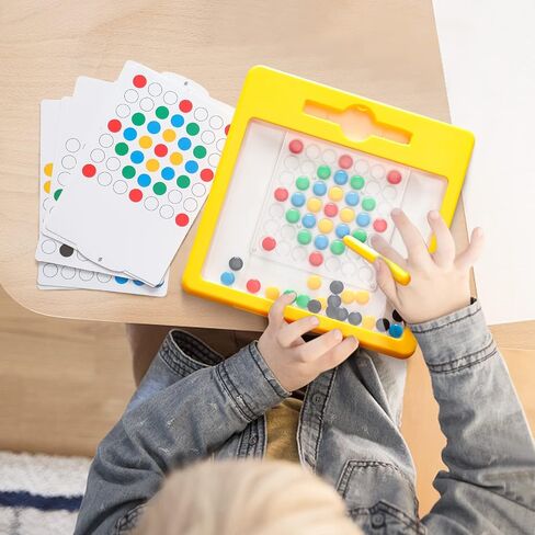 Magnetic Doodle Board for Kids & Toddlers, Magnetic Drawing Board with Magnet Pen & Beads, Magnetic Dot Art, Montessori Educational Preschool Toy, Travel Toys for 3+ Years Old Boys Girls(8.1"x 8.1") in Saudi Arabia