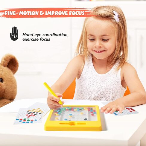 Magnetic Doodle Board for Kids & Toddlers, Magnetic Drawing Board with Magnet Pen & Beads, Magnetic Dot Art, Montessori Educational Preschool Toy, Travel Toys for 3+ Years Old Boys Girls(8.1"x 8.1") in Saudi Arabia