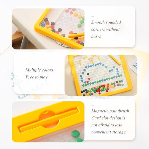 Magnetic Doodle Board for Kids & Toddlers, Magnetic Drawing Board with Magnet Pen & Beads, Magnetic Dot Art, Montessori Educational Preschool Toy, Travel Toys for 3+ Years Old Boys Girls(8.1"x 8.1") in Saudi Arabia