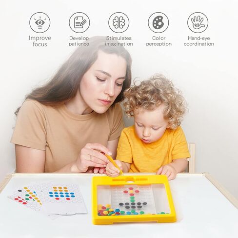 Magnetic Doodle Board for Kids & Toddlers, Magnetic Drawing Board with Magnet Pen & Beads, Magnetic Dot Art, Montessori Educational Preschool Toy, Travel Toys for 3+ Years Old Boys Girls(8.1"x 8.1") in Saudi Arabia