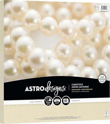Astrodesigns Crafting Cardstock, 12" x 12", 65 lb/176 gsm, Champagne Pearl, 60 Sheets (91052) in Kuwait