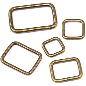 Swpeet 50 Pcs Bronze Assorted Metal Rectangle Ring, Webbing Belts Buckle for for Belt Bags DIY Accessories - 13mm / 15mm / 20mm / 25mm / 35mm