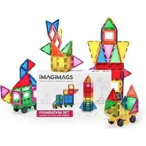 Imagimags Magnetic Building Tiles, 108 Piece Foundation Set for Boys Girls Kids, Educational Creative Learning Activity Building Block Toddler Toys, STEM, Children Ages 3 Years +