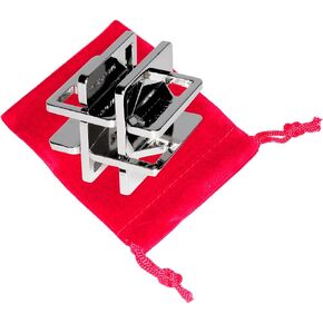 Hashtag Hanayama Cast Metal Brain Teaser Puzzle _ New 2017 Release _ Level 4 Difficulty Rating _ Bonus Red Velveteen Drawstring Pouch _ Bundled Items in Kuwait