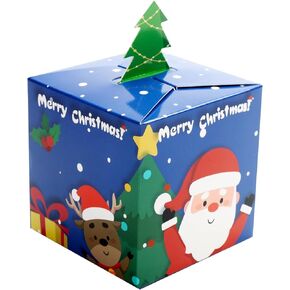 12 Pcs Christmas Gift Boxes 3D Xmas Candy Treat Box,Christmas Favor Boxes Cookies for Pastries, Candy, Holiday Bakery Treat and Party Favor 4 x 4 x 7.8 Inches (Blue Santa Claus)