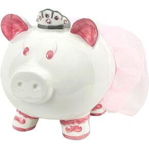 بنك الأميرة راقصة الباليه البورسلين للفتيات مع تاج كريستال سواروفسكي والتنورة الوردية، مع سدادة مطاطية in Kuwait