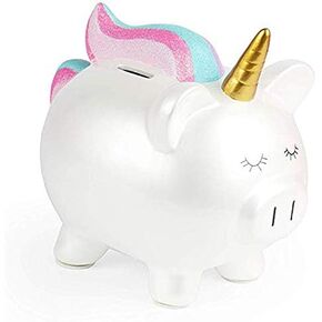 Unicorn Piggy Bank for Girls - Ceramic Rainbow Money Kids - Coin Pony - Penny in Saudi Arabia