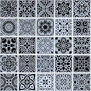 25 عبوة (4 × 4 انش) استنسل رسم رسم ماندالا للحجارة والارضيات والجدران والبلاط والقماش وحرق الخشب ومستلزمات الفنون والحرف اليدوية - قابلة لاعادة الاستخدام in Kuwait