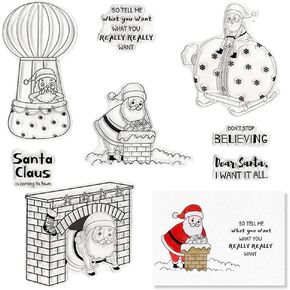 Christmas Penguin Tree Clear Stamps for Card Making Scrapbooking DIY Decoration, Letter Words Transparent Stamp for Crafting Embossing