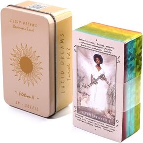 Atesswy Lucid Dreams Beginners Tarot Deck, 78 Rainbow Gilded Tarot Cards with Keywords in A Tin (Size: 4.06" x 2.36") in Kuwait