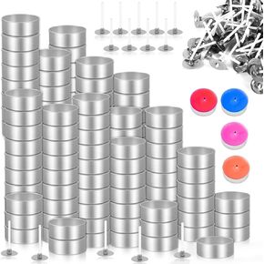 100 Pcs Aluminum Tea Lights Cups, Metal Tea Light Tins with 100 Pcs Candle Wicks Empty Candle Jars Candle Containers Candle Mold Stocking Stuffer for Candle Lovers in Kuwait