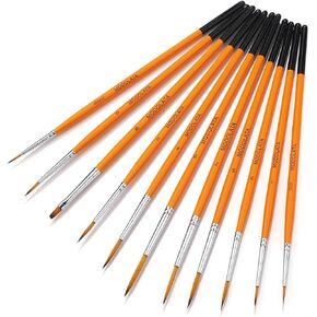 مجموعة فرش الطلاء النموذجية - 11 قطعة من فرش الرسم الدقيقة للاكريليك والزيت والالوان المائية - مجموعات الطائرات، السيراميك، المينا، المصغرة، وورهامر 40 قيراط in Kuwait