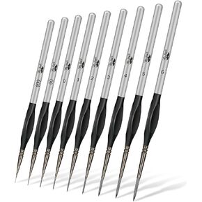 Mr. Pen- Detail Paint Brushes Set, 9 pcs, Silver/Black, Miniature Paint Brushes, Thin Paint Brushes, Model Paint Brushes, Fine Tip Paint Brush, Face Paint Brushes Set, Mini Paint Brushes